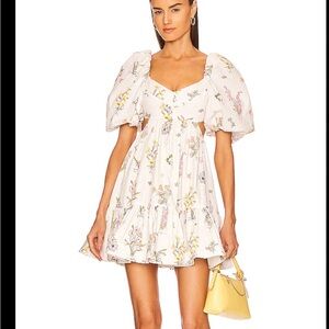 Zimmermann Jeannie Puff Sleeve Mini Dress Tiered Hem Size US 2P